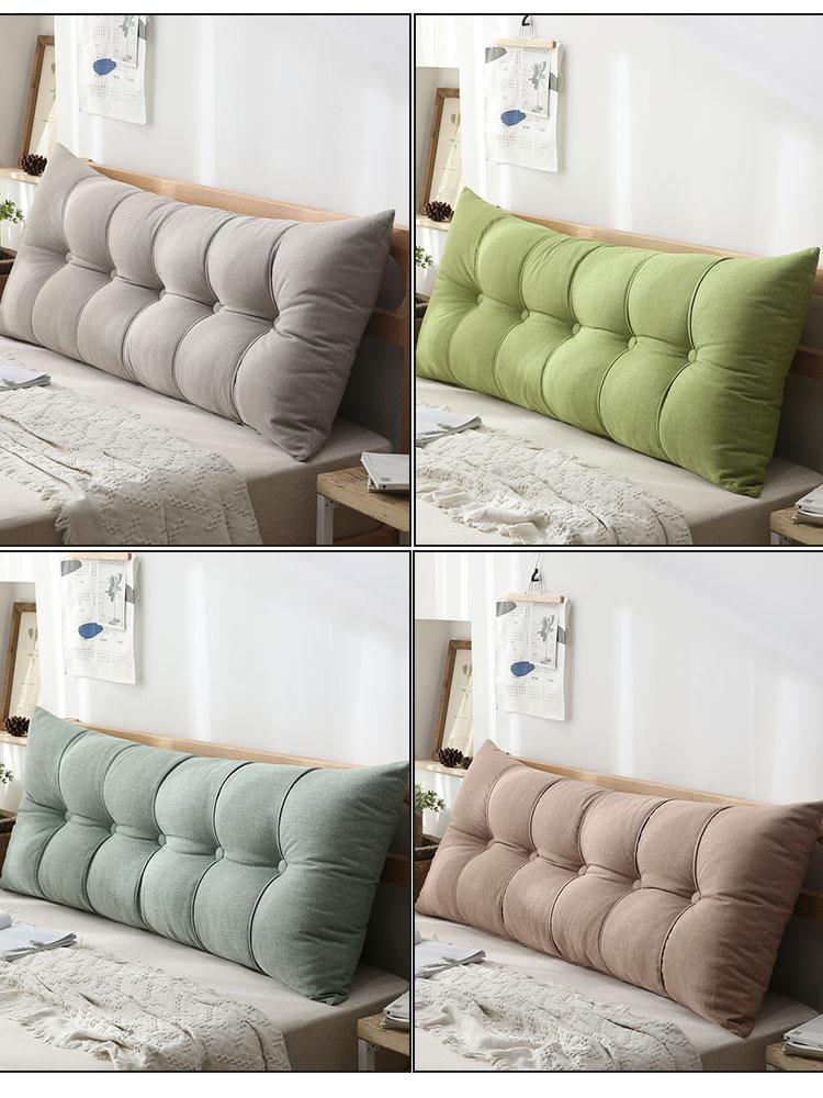 SongKAum Washable 100% Cotton Long Bedside Pillows With Filling Solid Simple Pillow Single Double Home Cushion For Sleeping