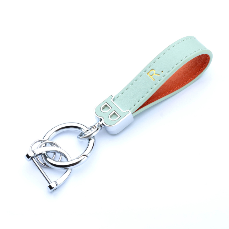 INS Style Initial B Metal Keychain Colorful Leather Keyrings Car Key Chain for Man Woman Lovers Gift
