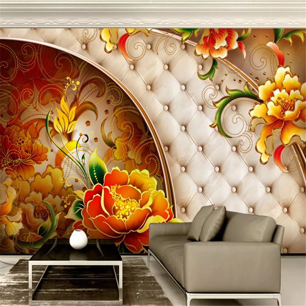 3d Mural Wallpaper Modern Noble Pattern Yellow Flower Design Wallpapers Home Decoration