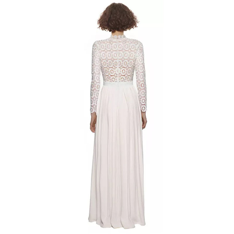 Kate Princess Celebrity Style Long Dress White Wedding party Evening Pleated Lace Hollow Out Elegant Maxi Vestidos 210421