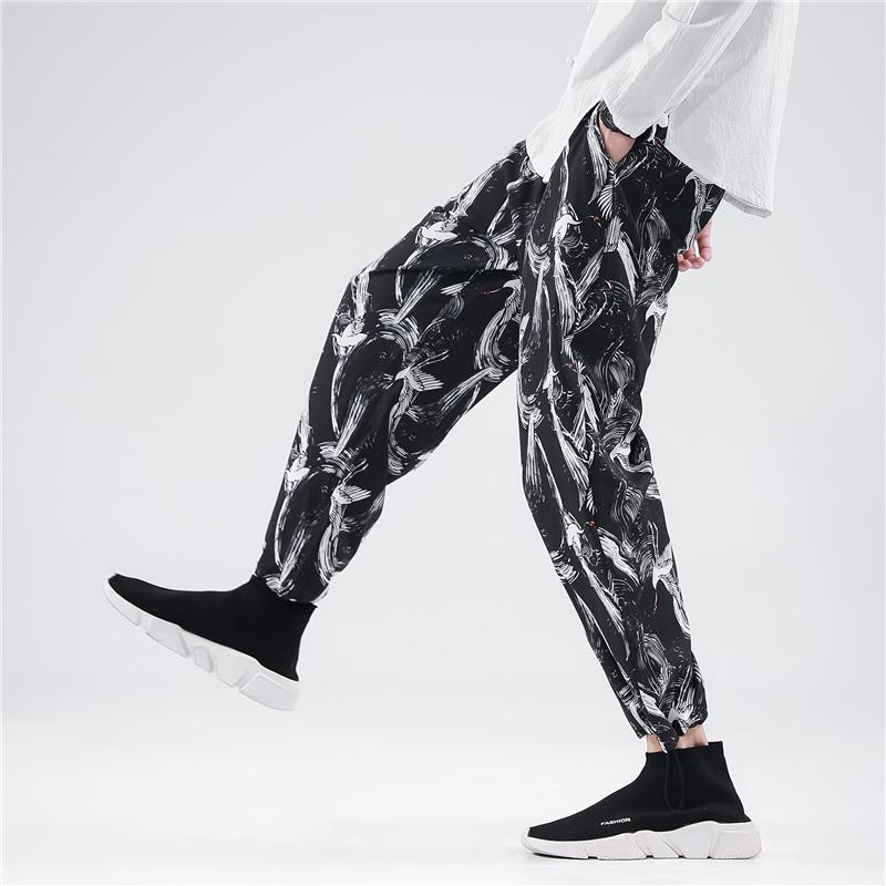 Mens Ankle-Length Trousers Casual Jogging Fashion Loose Sweatpants Male Printed Hip Hop Harem Pants Streetwear Men's