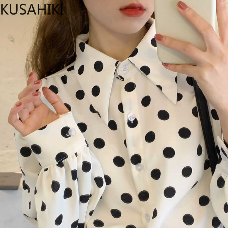 Women Blouses Korean Polka Dot Chiffon Elegant Shirt Causal Puff Sleeve Turn-dwon Collar Blusas Camisas De Mujer 6F747 210603, White
Women Blouses Korean Polka Dot Chiffon Elegant Shirt Causal Puff Sleeve Turn-dwon Collar Blusas Camisas De Mujer 6F747 210603, White