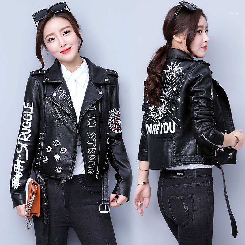 Women Printed Letters Rivet Pu Leather Jacket Punk Moto Coat Black Faux Fashion Zipper Streetwear1, Black;brown
Women Printed Letters Rivet Pu Leather Jacket Punk Moto Coat Black Faux Fashion Zipper Streetwear1, Black;brown