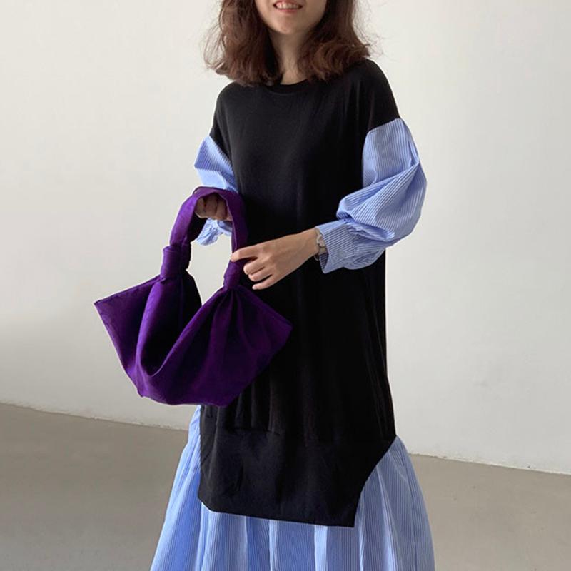 Casual Dresses Vestidos Mujer Autumn Contrast Patchwork O Neck Fake Two Piece Striped Dress Women Ruffled Puff Long Sleeve Loose Robe, Black;gray
Casual Dresses Vestidos Mujer Autumn Contrast Patchwork O Neck Fake Two Piece Striped Dress Women Ruffled Puff Long Sleeve Loose Robe, Black;gray