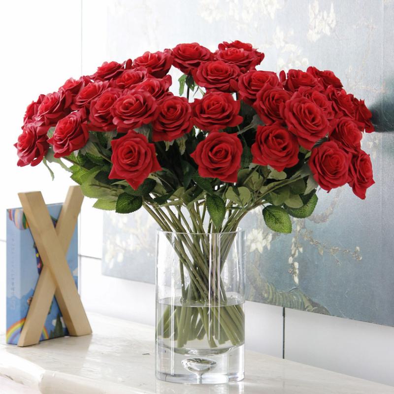 Decorative Flowers & Wreaths Artificial Red Rose High Quality Branches In Vases Fake Bouquet Wedding Flores Artificiais Rosas Forever, White
Decorative Flowers & Wreaths Artificial Red Rose High Quality Branches In Vases Fake Bouquet Wedding Flores Artificiais Rosas Forever, White