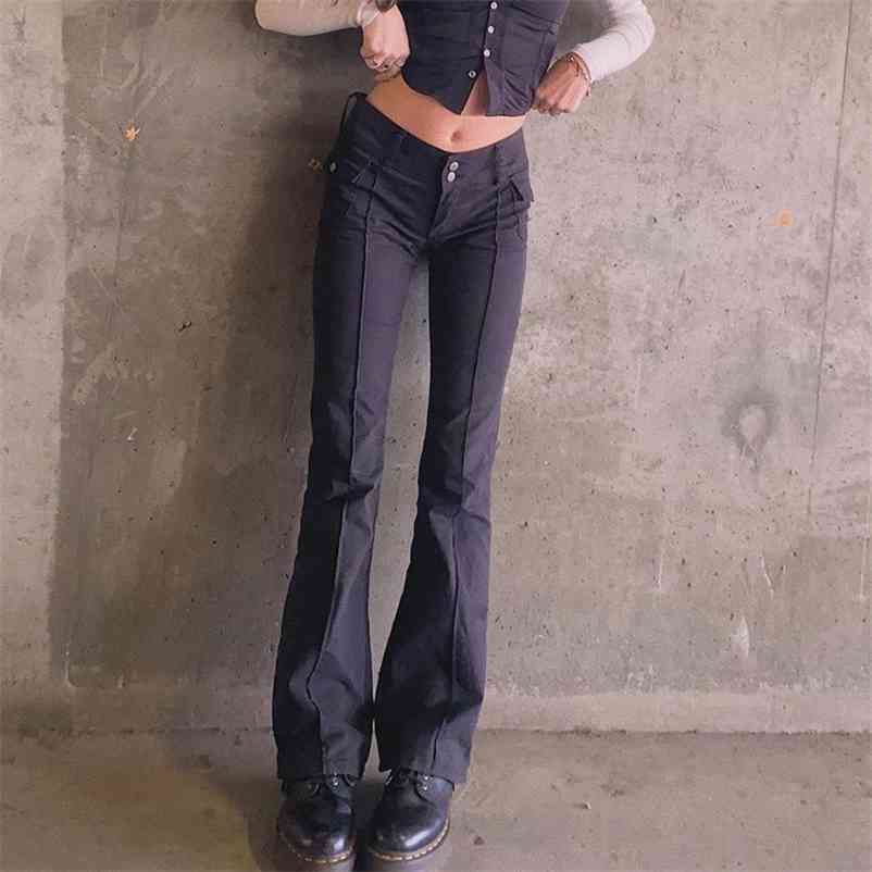 Y2k Aesthetics Edge Slim Low Waist Black Flare Pants Women E-Girl Vintage Side Pockets Solid Autumn Harajuku 90s Long Trousers 210518, Black pants
Y2k Aesthetics Edge Slim Low Waist Black Flare Pants Women E-Girl Vintage Side Pockets Solid Autumn Harajuku 90s Long Trousers 210518, Black pants
