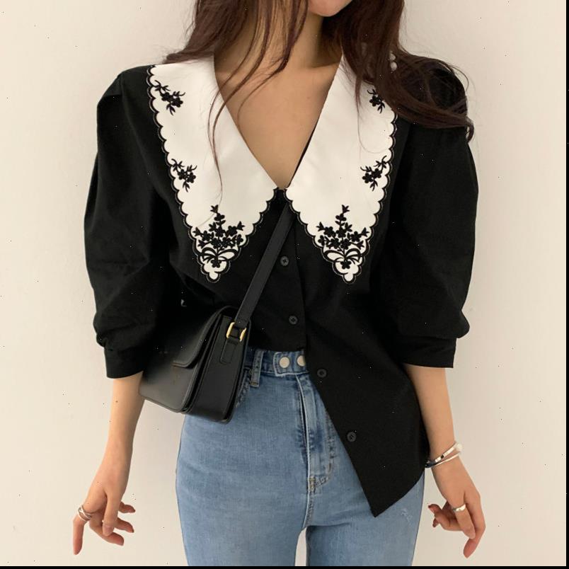 office turn down collar women shirt embroidery korean vintage elegant single breasted casual femme blusas mujer, White
office turn down collar women shirt embroidery korean vintage elegant single breasted casual femme blusas mujer, White