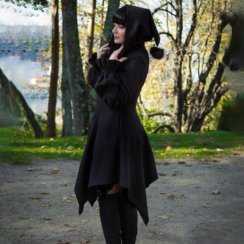 Ruibbit Gothic Vintage Black Hoodies Dress Goth Punk High Waist Zipper Long Sleeve Mini Streetwear Grunge Women Dresses Casual