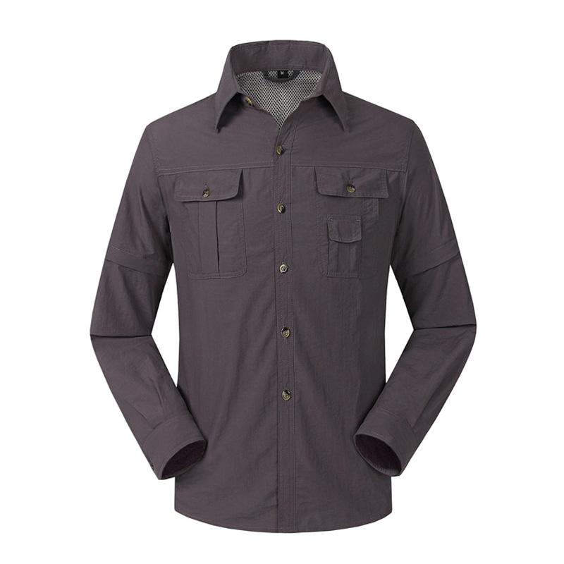 Quick Drying Outdoor Men Shirts Breathable Removable Clothes Camisa Pesca Sports Fishing Trekking Hiking Clothing
