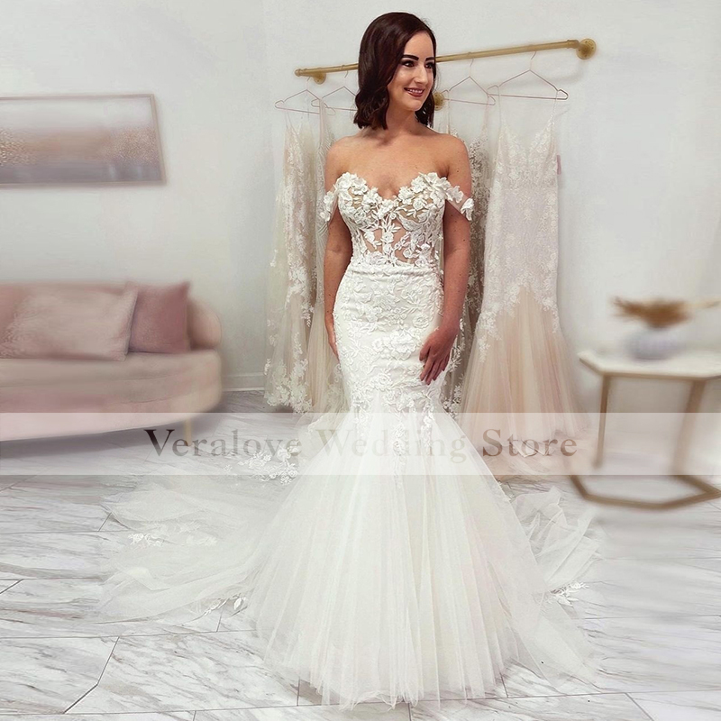 Gorgeous New Off Shoulder Wedding Dress Mermaid 2022 Bride Wedding Gowns Vestido de Noiva