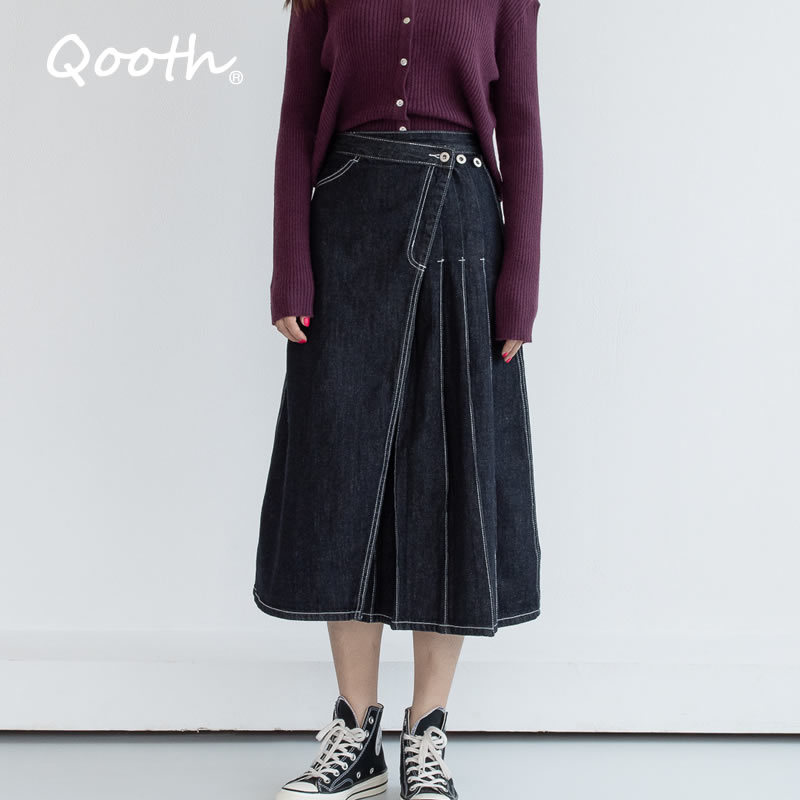 Qooth Autum Winter High Waist Denim Patchwork Skirts Women A Line Midi Calf Irregular Design Long Skirts Female Dark Blue QT225 210518, Black
Qooth Autum Winter High Waist Denim Patchwork Skirts Women A Line Midi Calf Irregular Design Long Skirts Female Dark Blue QT225 210518, Black