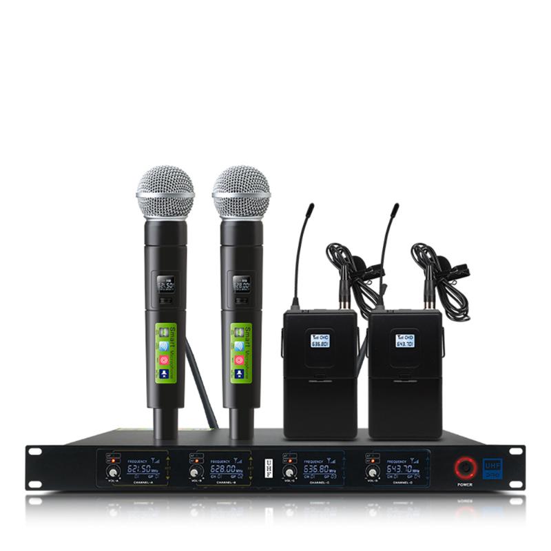 Microphones Professional Wireless Microphone System 4-channel Hand-held For Home KTV Karaoke