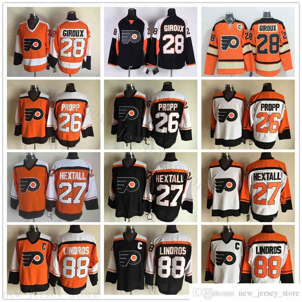 Vintage CCM Stitched 28 Claude Giroux Jersey ice Hockey 26 Brian Propp 27 Ron Hextall 88 Eric Lindros Embroidery C Patch Retro Mens, Black;red
Vintage CCM Stitched 28 Claude Giroux Jersey ice Hockey 26 Brian Propp 27 Ron Hextall 88 Eric Lindros Embroidery C Patch Retro Mens, Black;red