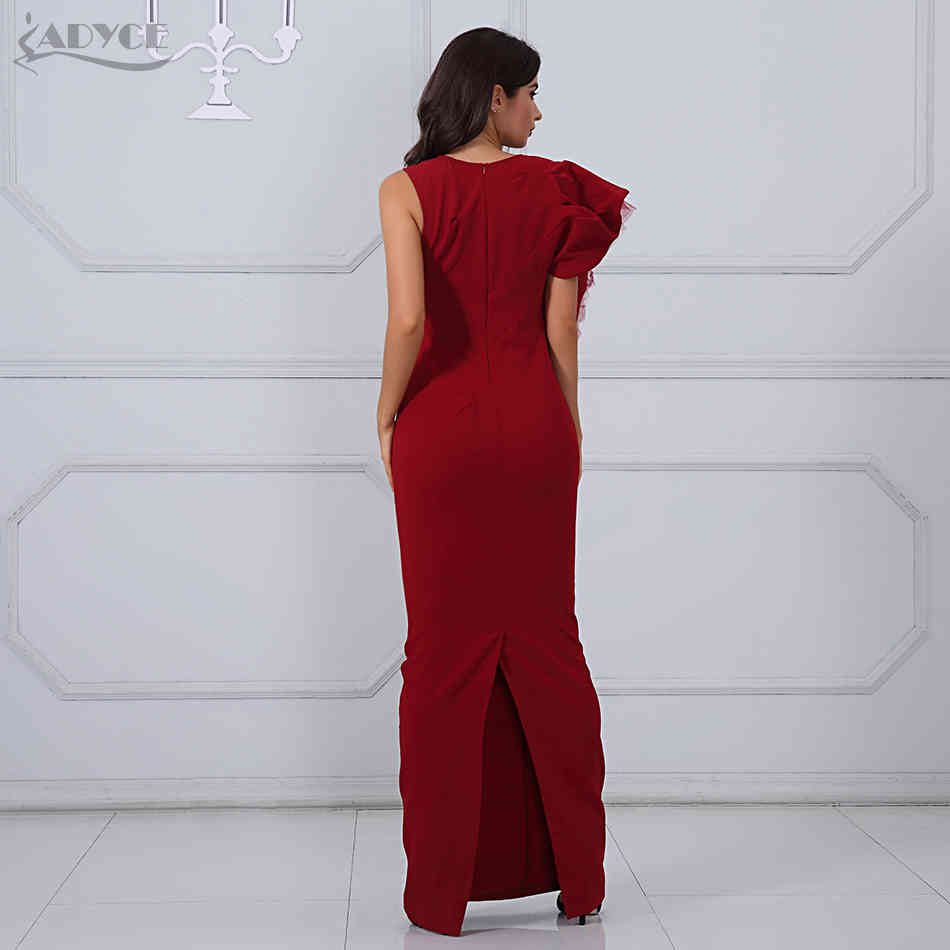 Summer Sexy Ruffles Celebrity Evening Runway Party Dress Women Elegant Sleeveless Maxi Red Bodycon Club 210423