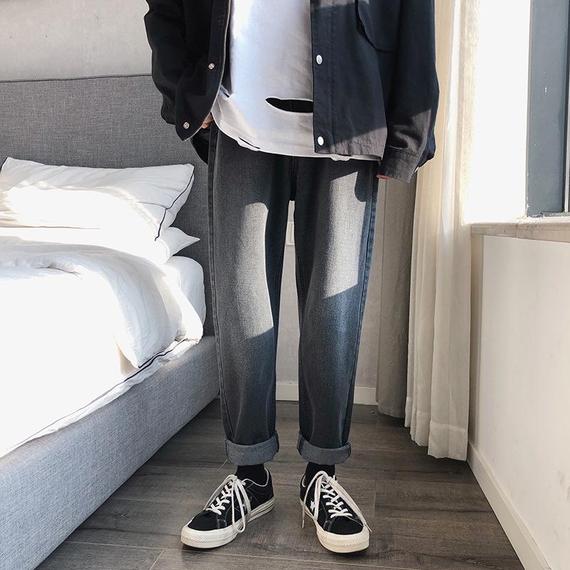 Spring Autumn Mens Denim Pants Korean Style Loose Straight Streetwear Retro Trouser Fashion Brand Male Casual Jeans JE623 Men's