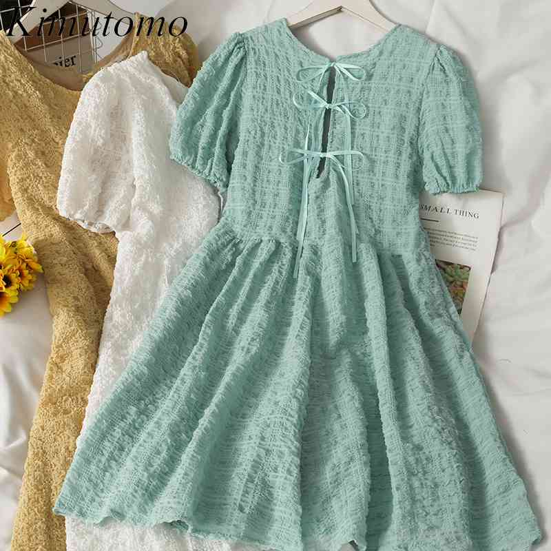 Kimutomo Summer Wrinkled Dress High Waist Thin Round Neck Puff Sleeve Lace Up Clothes Female Solid Color Vestidos 210521, White
Kimutomo Summer Wrinkled Dress High Waist Thin Round Neck Puff Sleeve Lace Up Clothes Female Solid Color Vestidos 210521, White