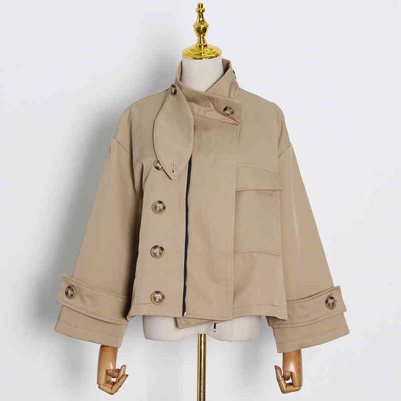 Loose Patchwork Pocket Jacket For Women Lapel Long Sleeve Casual Solid Jackets Female Spring Fashion Clothing 210524