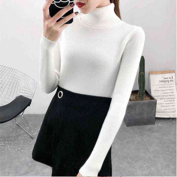 Bonjean Autumn Winter Knitted Jumper Tops turtleneck Pullovers Casual Sweaters Women Shirt Long Sleeve Tight Sweater Girls 211109