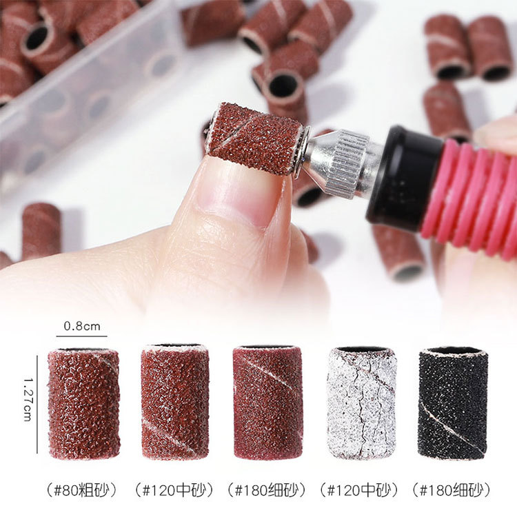 100/125pcs Repalceable nail Sanding Bands #80 #120 #180 Zebra Sand Ring Bit for Manicure Pedicure nails files Drill Machine supply NAD031