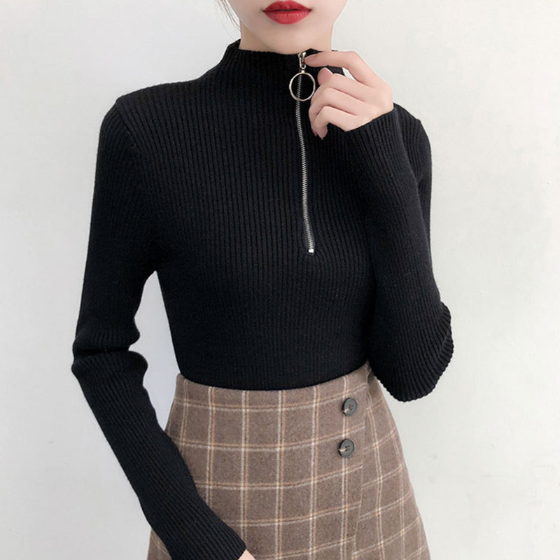 autumn winter pullover sweater women's half high neck ring zipper slim long sleeve bottoming shirt jumper top solid 210520, Dark green
autumn winter pullover sweater women's half high neck ring zipper slim long sleeve bottoming shirt jumper top solid 210520, Dark green