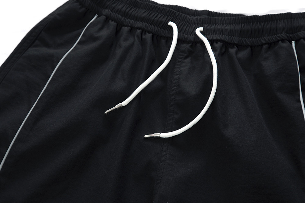 IEFB Men's Reflective Strip Straight Pants Men's Streetwear Fashion Drawstring Leggings Loose Elastic Waist Casual Trousers 4863 210524