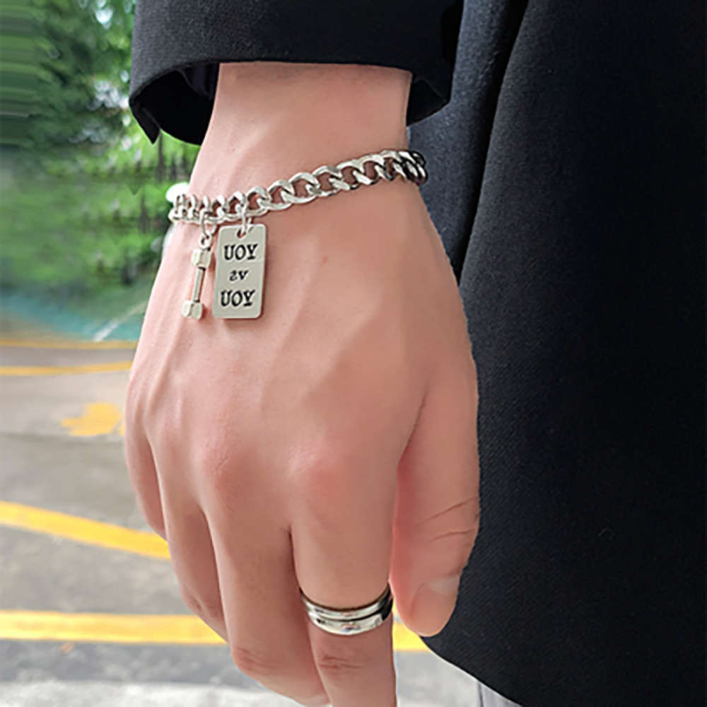 Hand catenary Korean little dumbbell men's bracelet fashion simple personality hip hop student lovers Bracelet net red accessories, Golden;silver
Hand catenary Korean little dumbbell men's bracelet fashion simple personality hip hop student lovers Bracelet net red accessories, Golden;silver