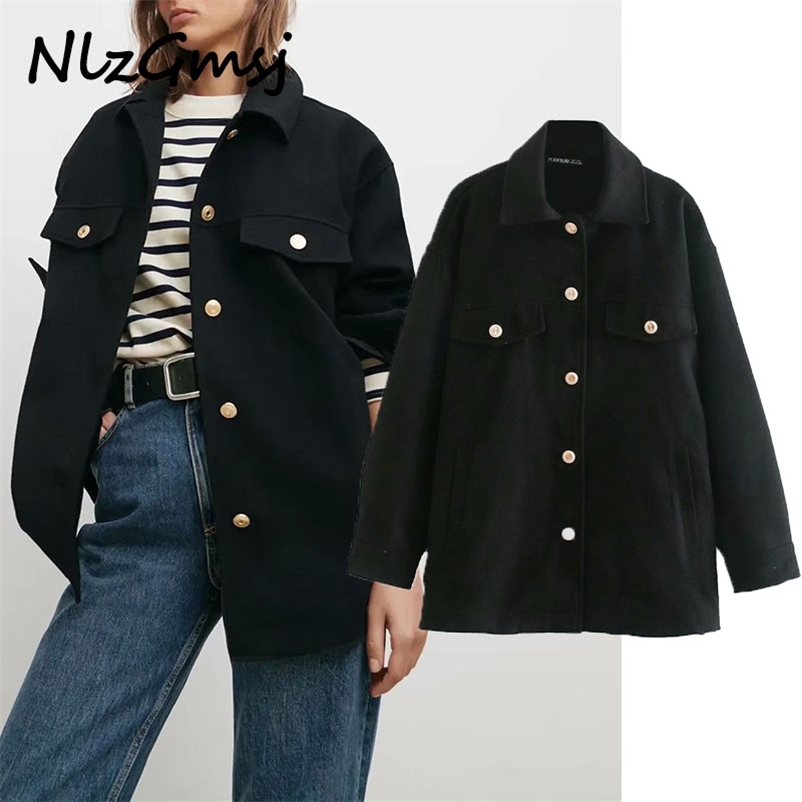 Jacket women black oversize woolen jacket loose overcoat Spring coat Female streetwear thick Jackets outerwear Tops 210628, As picture
Jacket women black oversize woolen jacket loose overcoat Spring coat Female streetwear thick Jackets outerwear Tops 210628, As picture