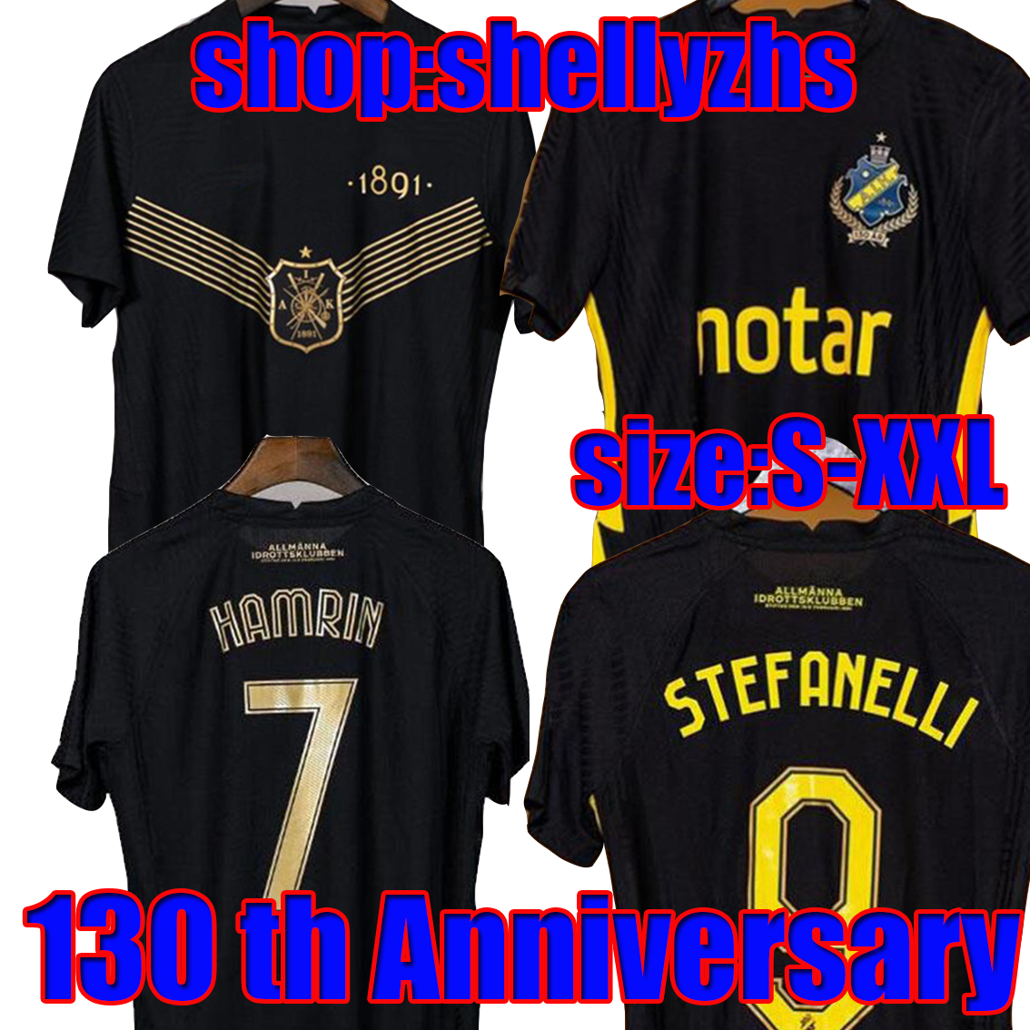 player version 21 22 AIK Fotboll 130 Years soccer jersey home Shirt Black golden Papagiannopoulos Rogic Larsson tihi 2021 2022 130th anniversary, Black;yellow
player version 21 22 AIK Fotboll 130 Years soccer jersey home Shirt Black golden Papagiannopoulos Rogic Larsson tihi 2021 2022 130th anniversary, Black;yellow