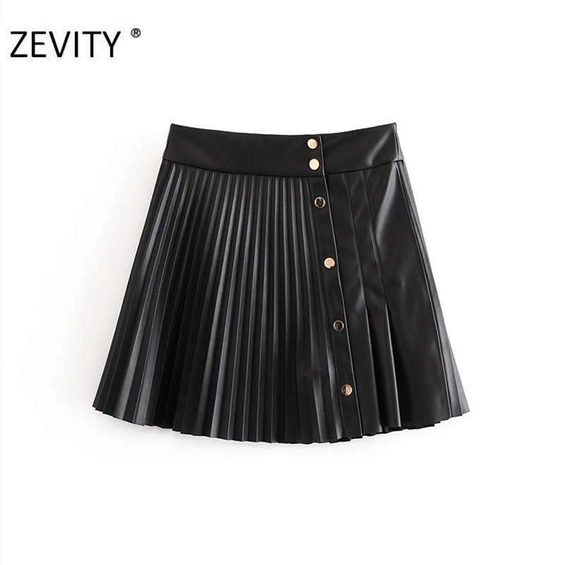 Zevity Women vintage high waist PU Leather pleated mini skirt faldas mujer ladies front buttons casual brand chic skirts QUN689 210708, Wf qun689b
Zevity Women vintage high waist PU Leather pleated mini skirt faldas mujer ladies front buttons casual brand chic skirts QUN689 210708, Wf qun689b