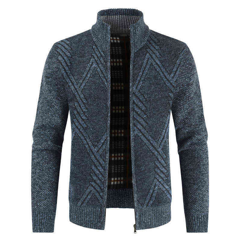 AIOPESON Autumn Winter Jacket Men Coats Solid Slim Fit Thick Fleece Casual Stand Collar Zip 211110