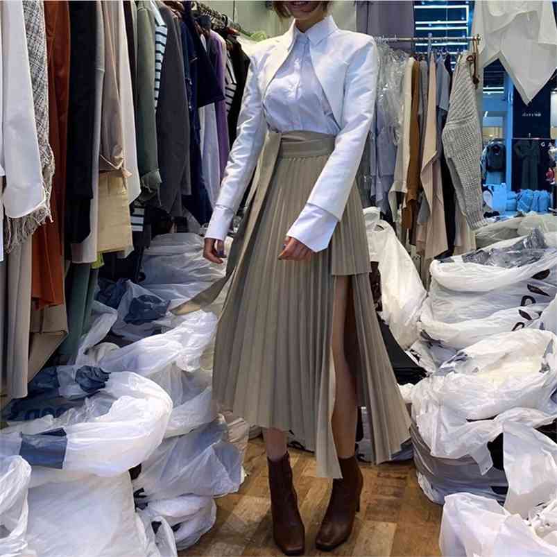 Spring Irregular Sashes Mid Calf Women Pleated Skirt Khaki Pleated Skirt Vintage High Waist Casual Skirts Female Faldas 210721
Spring Irregular Sashes Mid Calf Women Pleated Skirt Khaki Pleated Skirt Vintage High Waist Casual Skirts Female Faldas 210721