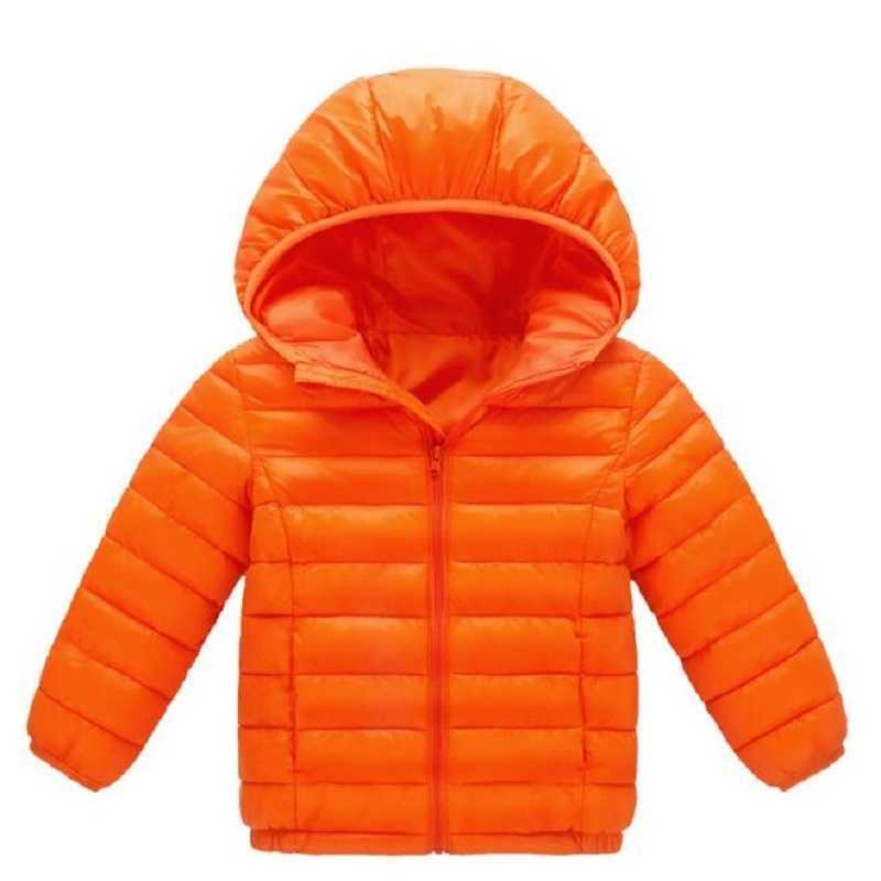 winter light children's hooded down jacket kids clothing boy girl solid color warm 90% white duck down jacket 1-14 years autumn