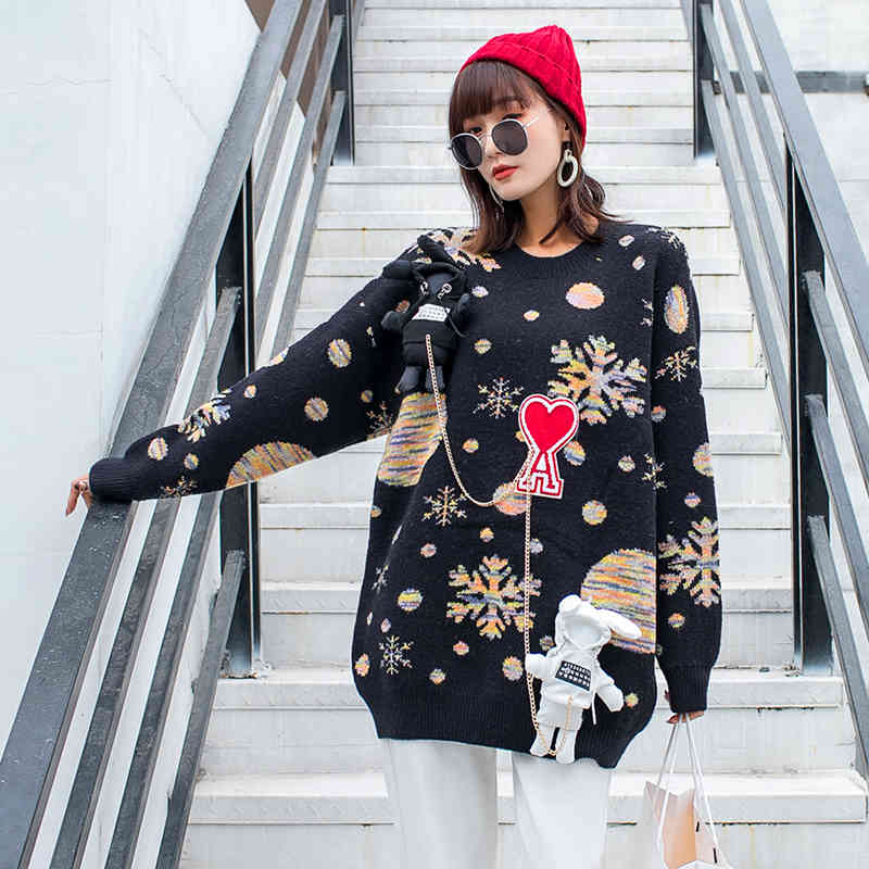 Women's Sweaters Heavy work Outdoor jacquard Wear casual female winter Christmas clothes pullovers Long sleeve tops Loose sweater QQG9, 1# shoe box
Women's Sweaters Heavy work Outdoor jacquard Wear casual female winter Christmas clothes pullovers Long sleeve tops Loose sweater QQG9, 1# shoe box