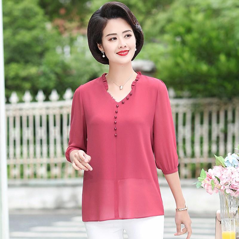 Women's Blouses & Shirts Women Spring Summer Chiffon Lady Casual Half Sleeve V-Neck Beaded Middle Age Mother Loose Blusas Tops, White
Women's Blouses & Shirts Women Spring Summer Chiffon Lady Casual Half Sleeve V-Neck Beaded Middle Age Mother Loose Blusas Tops, White