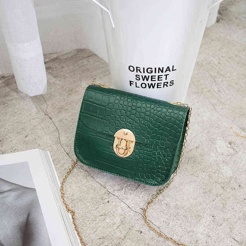 women's French women's crocodile messenger ins MINI SQUARE bag 065