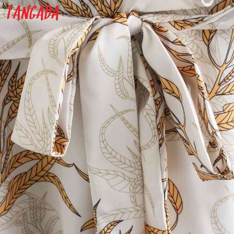 Fashion Women Elegant Leaf Print with Slash Long Sleeve Office Ladies Midi Dress XN313 210416