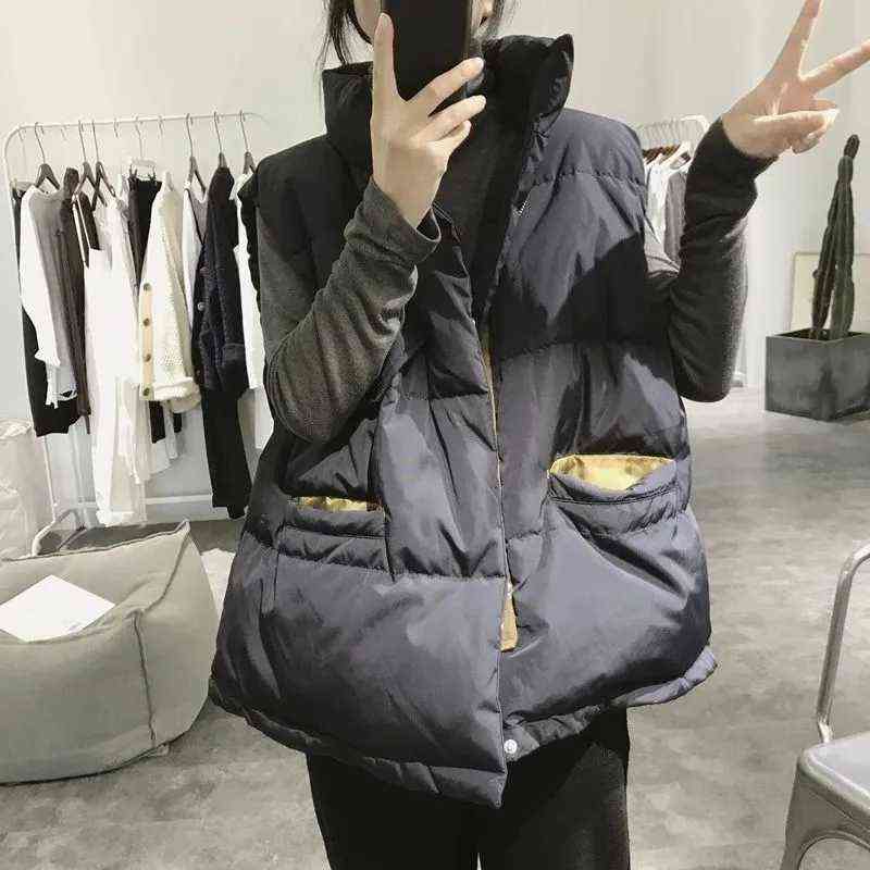 Autumn Winter Selling Sleeveless Jacket Women Korean Fashion Casual Female Warm Womens Vest Outerwear black waistcoat BA 211120