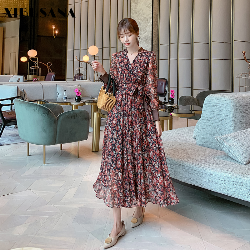xibusana autumn v-neck vintage floral print dresses womens high waist full sleeve chiffon female a-line lace up dress vestidos, Black;gray
xibusana autumn v-neck vintage floral print dresses womens high waist full sleeve chiffon female a-line lace up dress vestidos, Black;gray