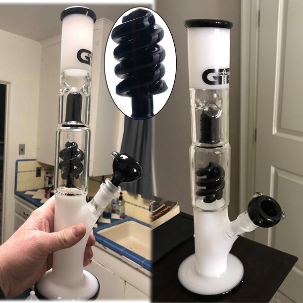 Hookahs BIG Glass Bong Dab rigs spiral percolator Freezable coil heady oil rig Smoke water pipes Functions With 14mm Bowl