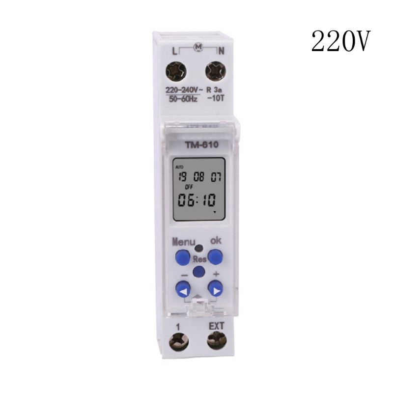 TM610 220V/110V Timer Switch Single Modules Din Rail 7 Days 24 Hours Programmable
