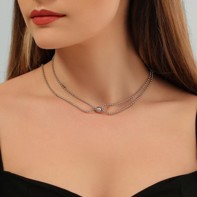 Chokers Fashion Silver Color Chains Choker Necklace Women Men Magnet Attract Couple Necklaces Link Paired Collar
Chokers Fashion Silver Color Chains Choker Necklace Women Men Magnet Attract Couple Necklaces Link Paired Collar