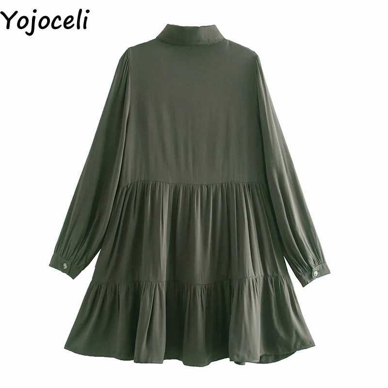 Yojoceli Sexy loose ruffle casual dres Button spring short daily Cool basic female beach es vestidos 210609
