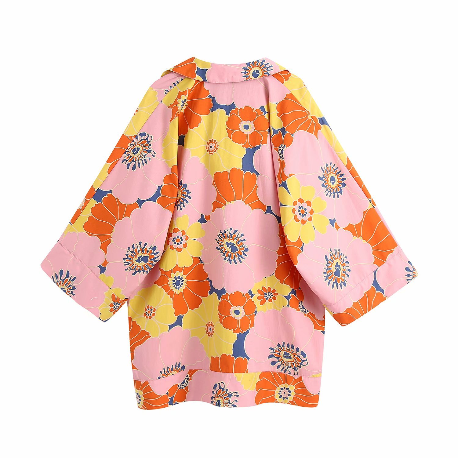 Women's Lapel Printed Loose Pullover Kimono Shirt Long Sleeve Plus Size Harajuku Chic Female Top 210507