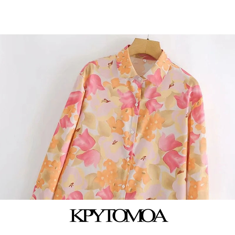 Women Chic Fashion Floral Print Loose Mini Shirt Dress Long Sleeve Button-up Female Dresses Vestidos Mujer 210420