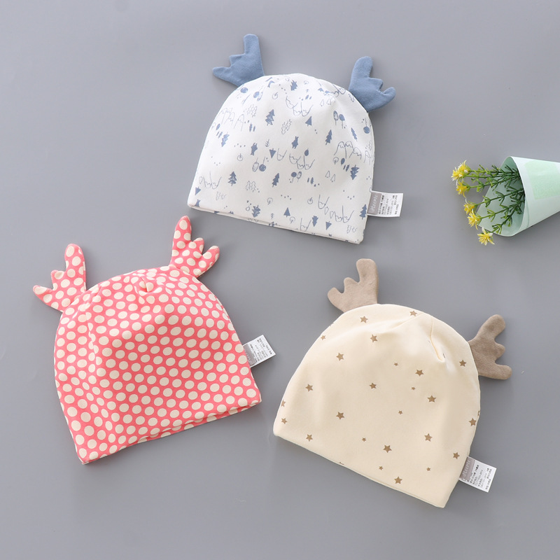Spring and Autumn 0-3 Months Newborn Baby Cap Double-layer Cartoon Shaped Head Cap