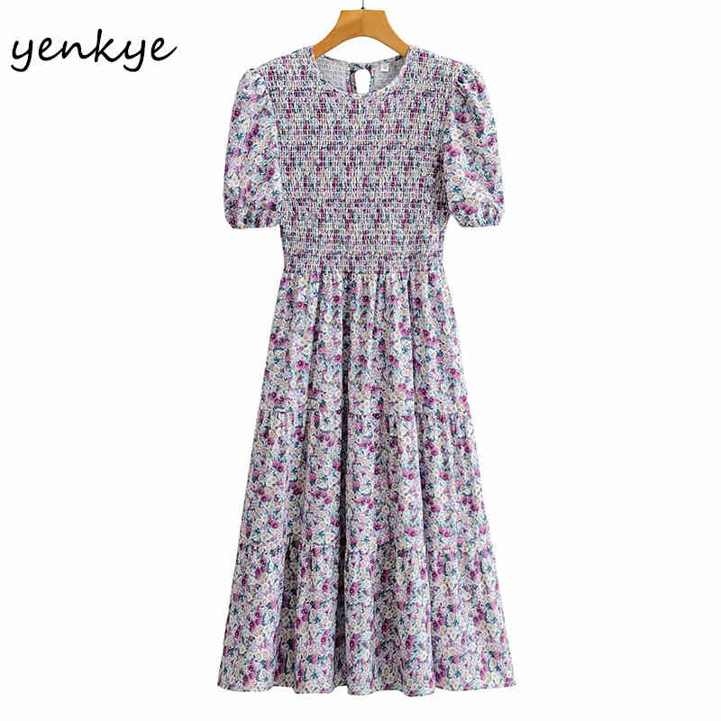 Summer Women Multicolor Floral Print Dress Female Short Sleeve O Neck Holiday Casual Long Boho Vestido 210430