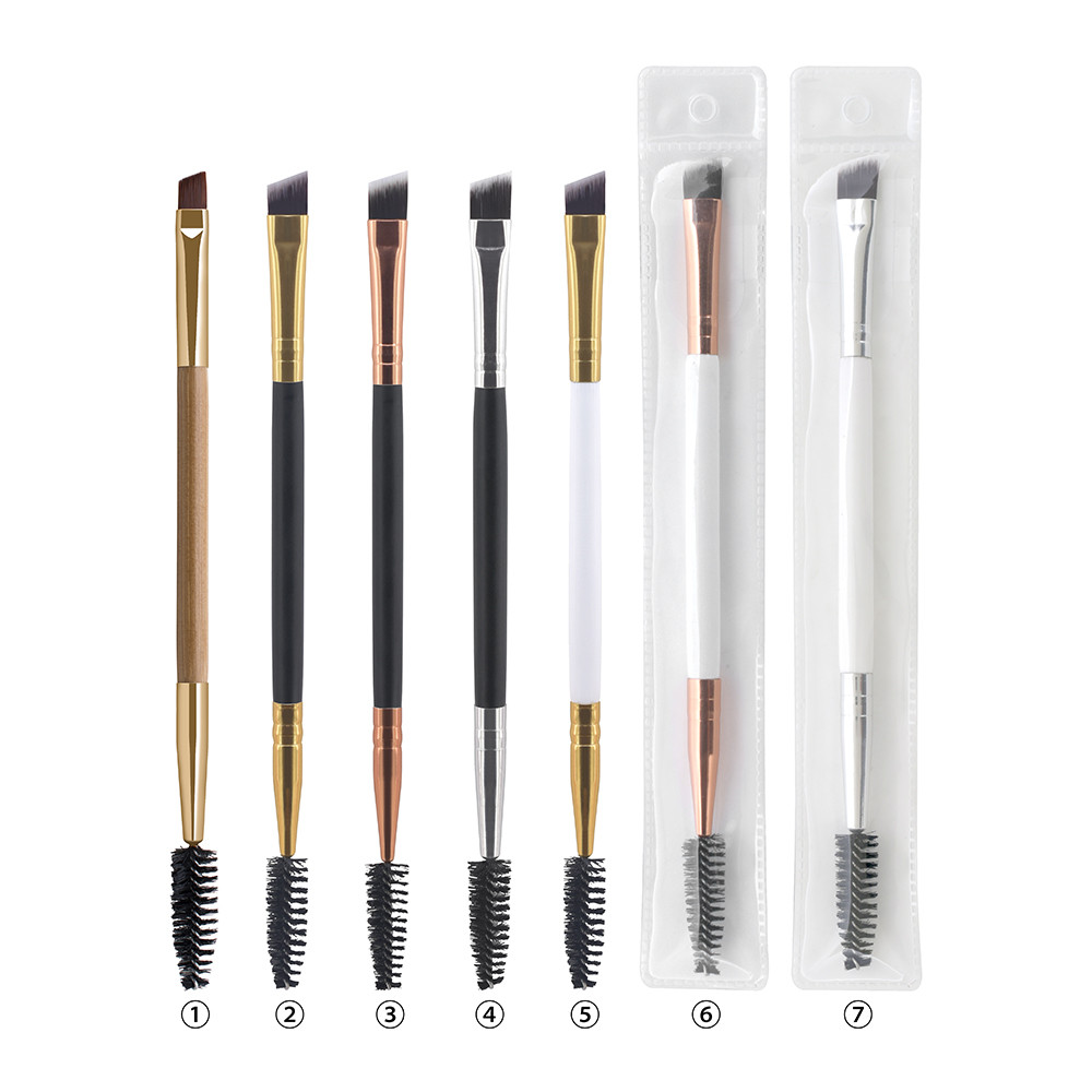 100 pcs custom logo single eye makeup brush free sample spoolie eyebrow brush thin angled brush with PVC bag