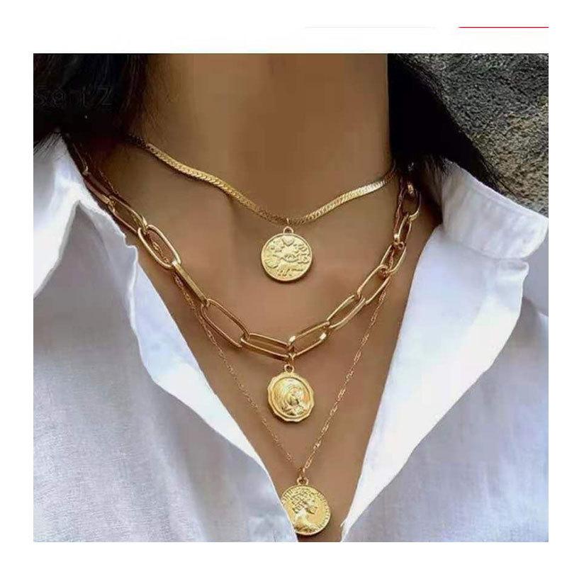 Pendant Necklaces Find Me Bohemian Multi-Layer Alloy Coin Portrait Necklace For Women Party Jewelry Accessories
Pendant Necklaces Find Me Bohemian Multi-Layer Alloy Coin Portrait Necklace For Women Party Jewelry Accessories