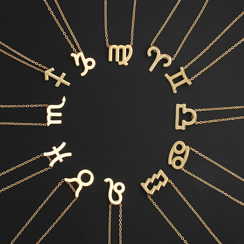 12 Models Zodiac Necklace Letter Pendent Constellation Necklace for Men Women Couple Lovers Jewelry Gift With Wish Card Wholesale Price