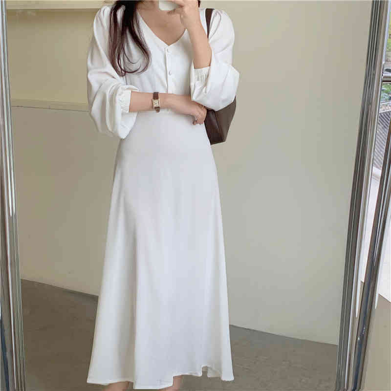 Formal Suit Dress Women Autumn Long Sleeve Minimalist Fashion OL Single Breasted V-neck es Vestidos 210421